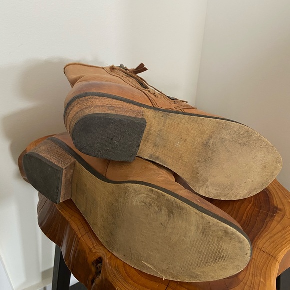 Leather bohemian ankle zipper cowboy style boot - Picture 5 of 7